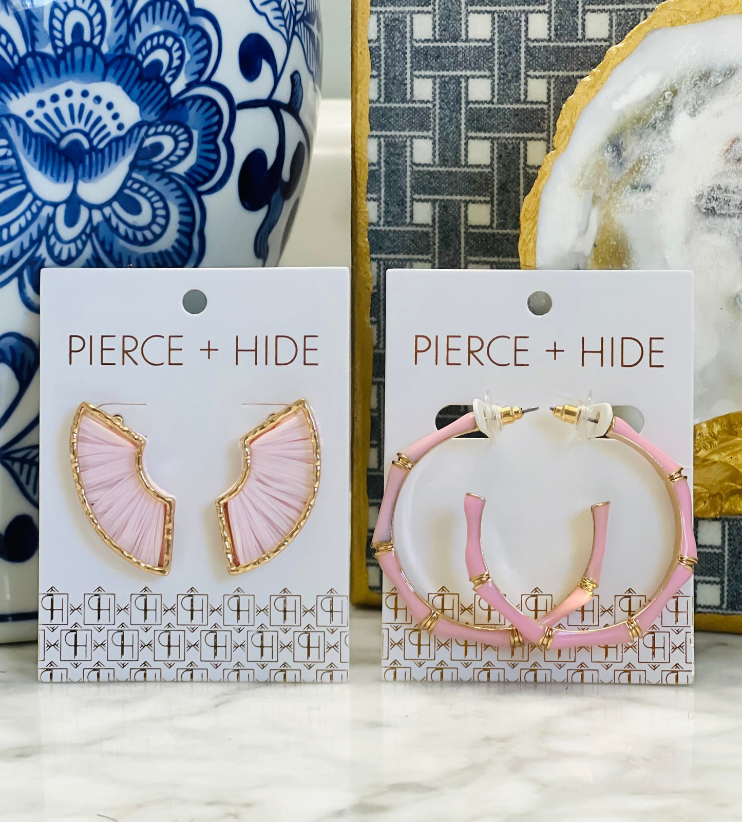 Blush Bamboo Hoop Earrings