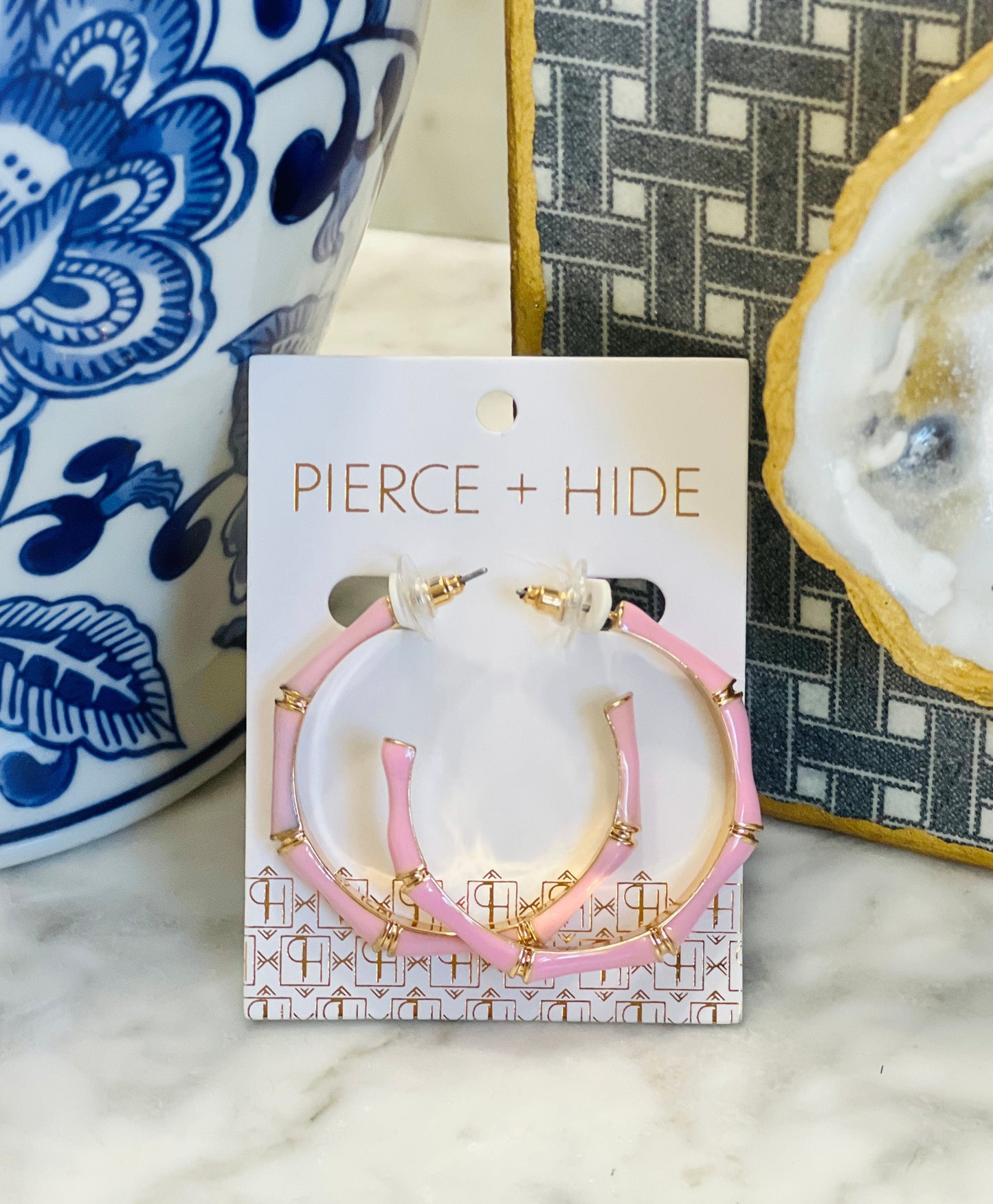 Blush Bamboo Hoop Earrings